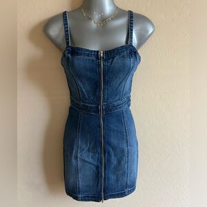 Blue jean Guess dress with golden full front zipper